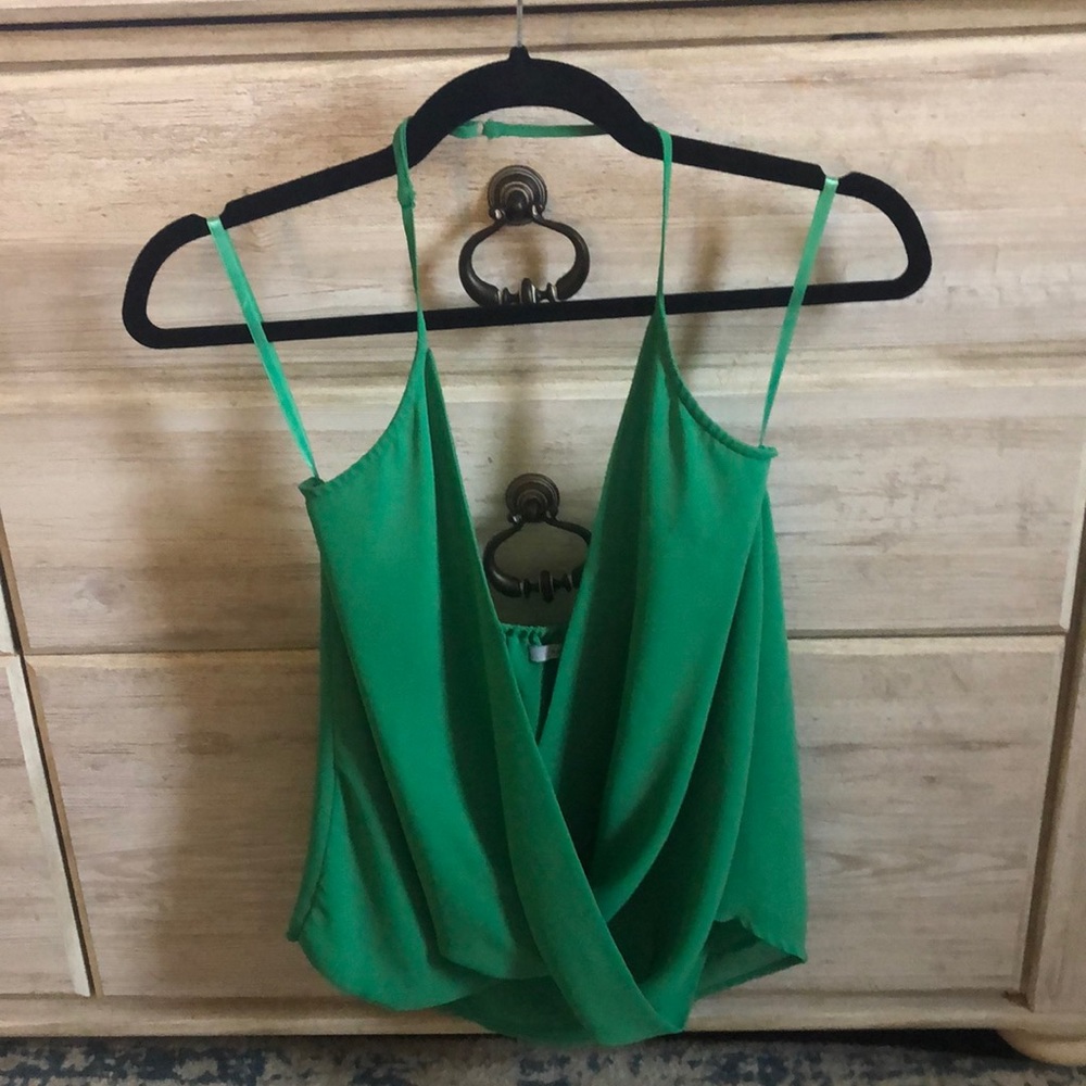 Naked Zebra green low cut halter top